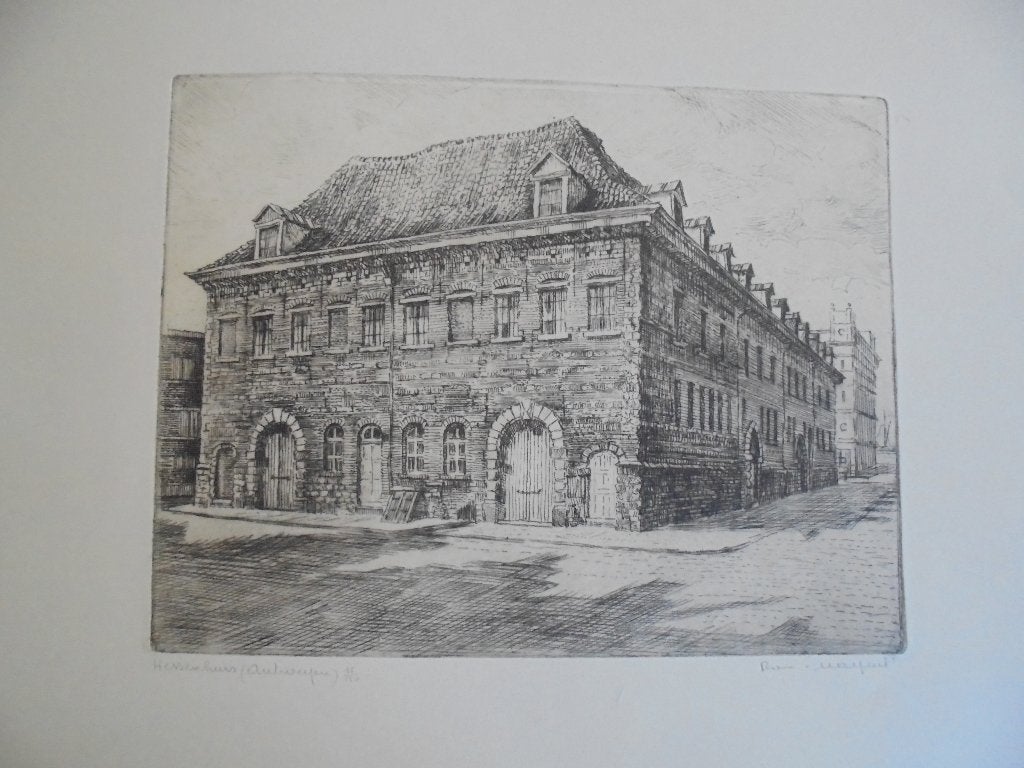 Romain Malfliet  1910 - 2006   Ets  Hessenhuis, Antiek en Kunst, Verzenden, Ets, Genummerd
