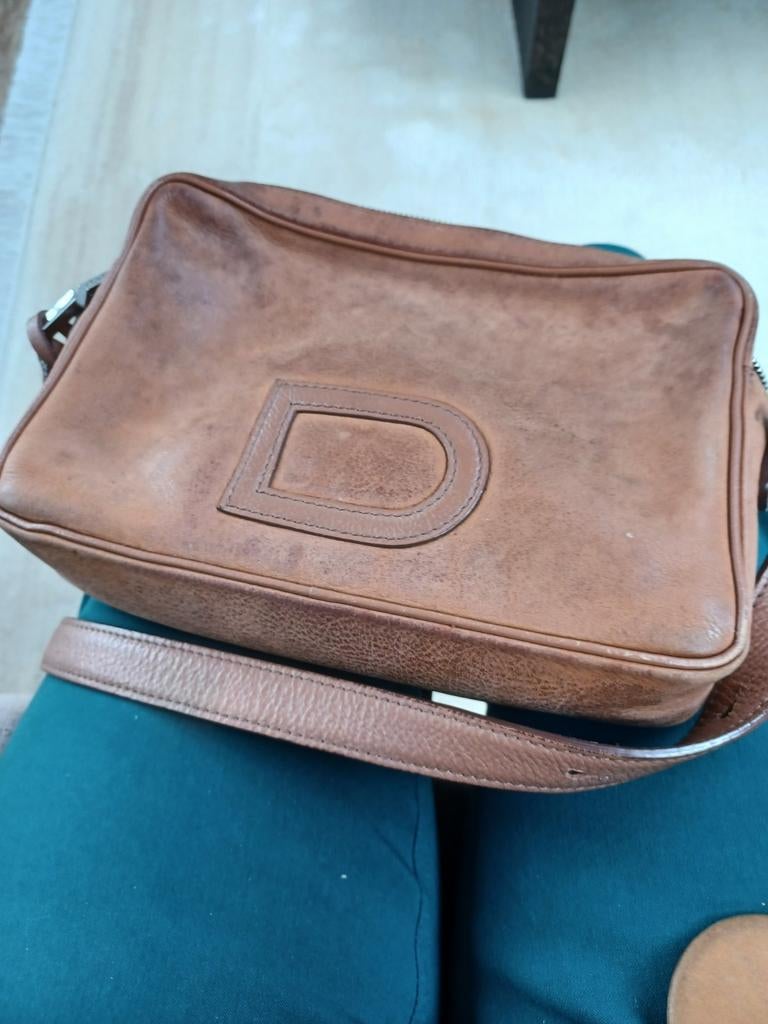 Handtas Delvaux in cognackleurige suède., Handtassen en Accessoires, Koffers, Ophalen