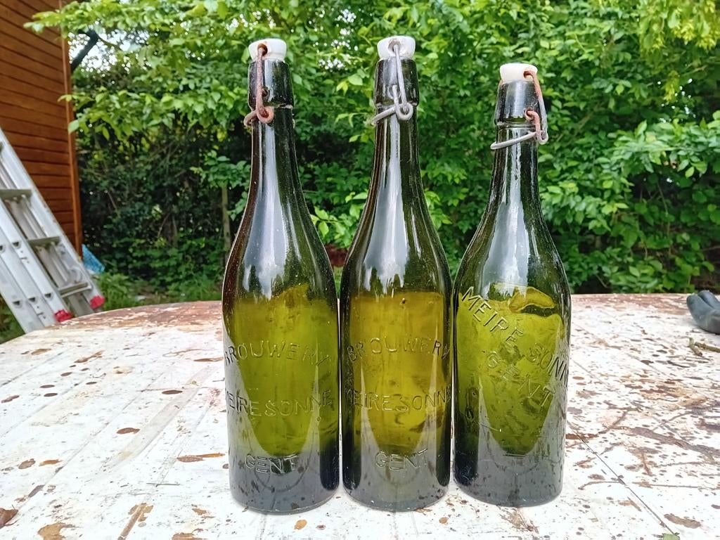 Oude vintage bierflessen brouwerij Meiresonne Gent, Ophalen of Verzenden