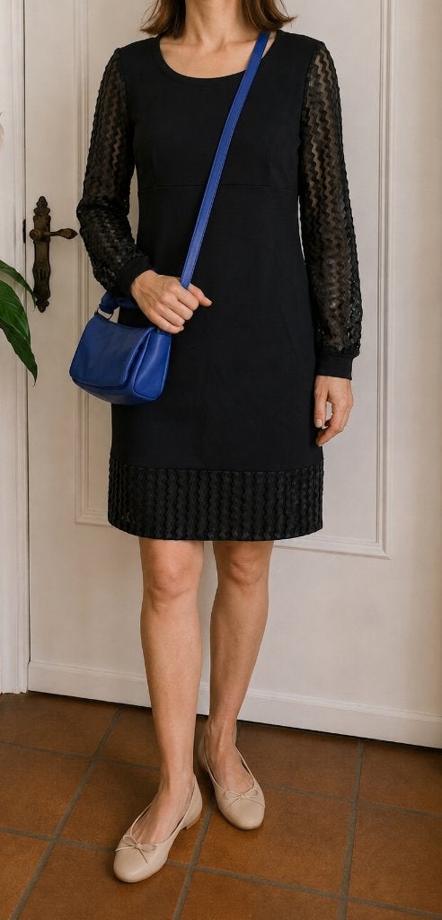 jurk van het Italiaanse merk Chopin Roma maat 40, Kleding | Dames, Jurken, Zo goed als nieuw, Maat 38/40 (M), Zwart, Boven de knie