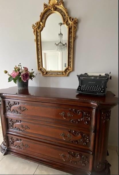 Commode massief notelaar met spiegel, Ophalen