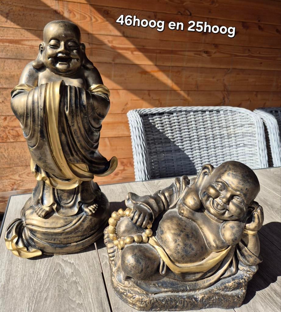 2 boedha beelden , polyester, Tuin en Terras, Tuinbeelden, Ophalen, Nieuw, Kunststof, Boeddhabeeld