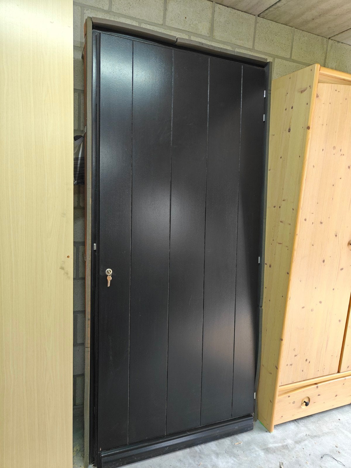 nieuwe vol houten buitendeur - zwart gelakt, Ophalen, 80 tot 100 cm, Nieuw, Buitendeur