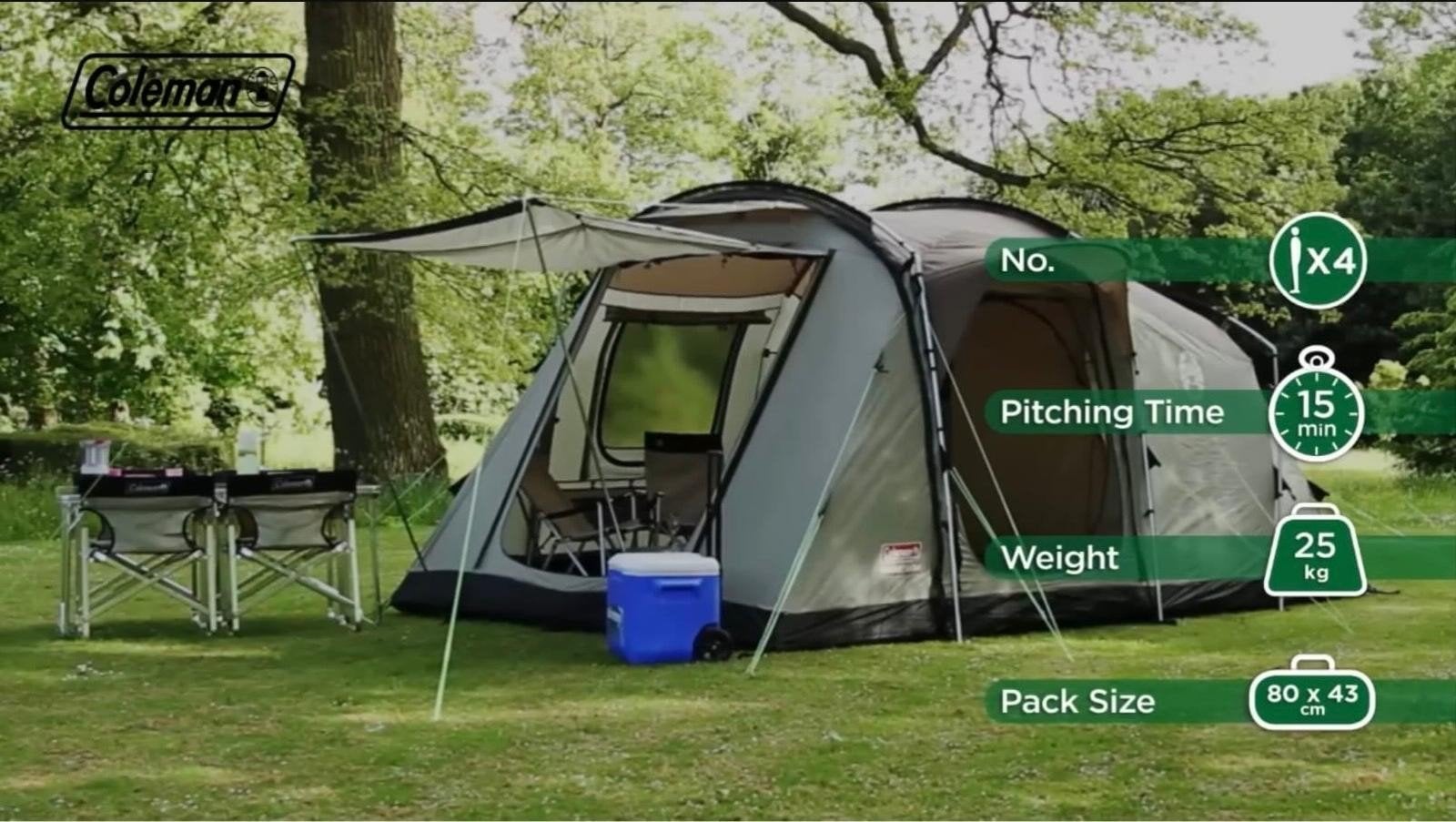 4 Persoons tent Coleman Mackenzie Cabin4, Ophalen, Zo goed als nieuw, Tot en met 4