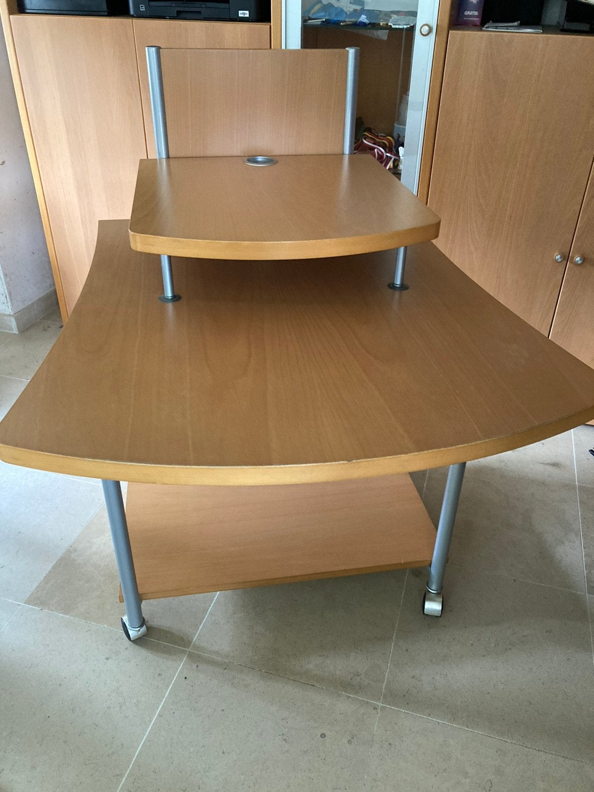Compacte computermeubel, Ophalen, Eikenhout, Zo goed als nieuw, 80 cm of meer