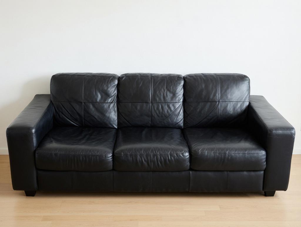 Te koop: IKEA LANDSKRONA 2,5/3-zits lederen zetel – zwart, Maison & Meubles, Canapés | Salons, Enlèvement, Comme neuf, Cuir