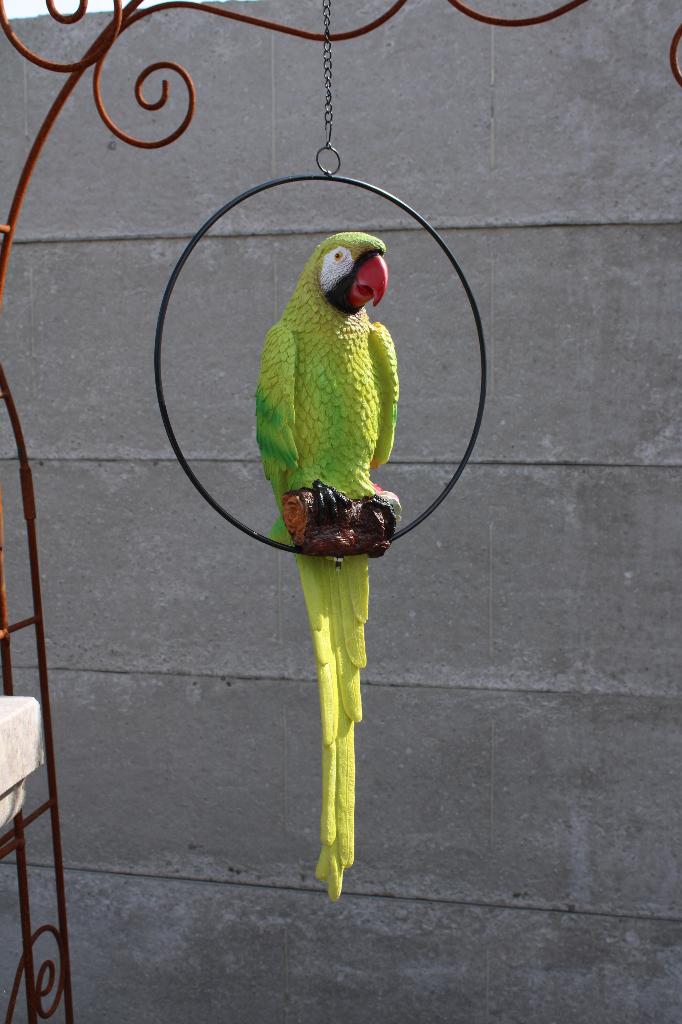 XL-papegaai in een hangcirkel., Ophalen, Nieuw, Kunststof, Dierenbeeld