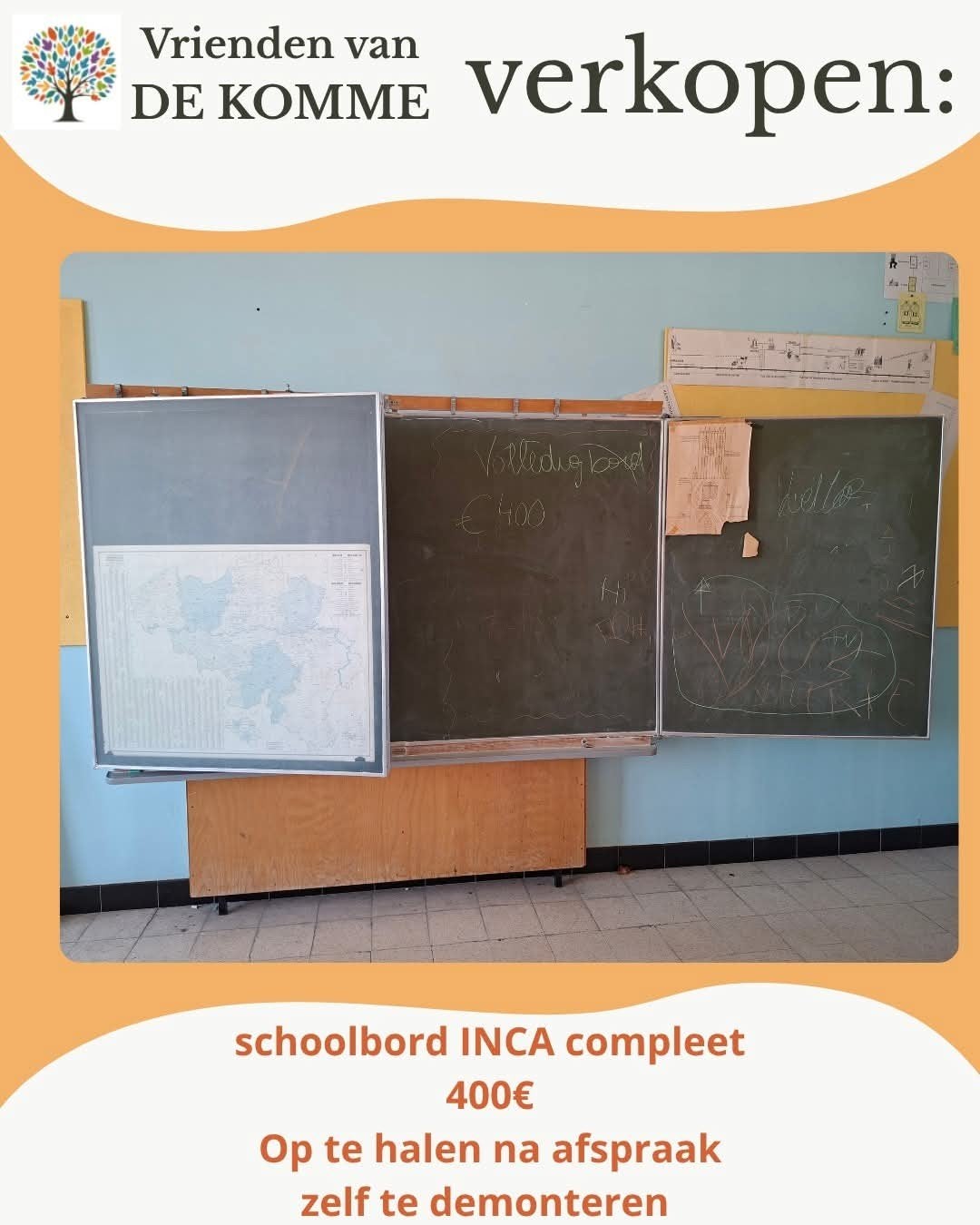 Schoolbord INCA compleet, Ophalen