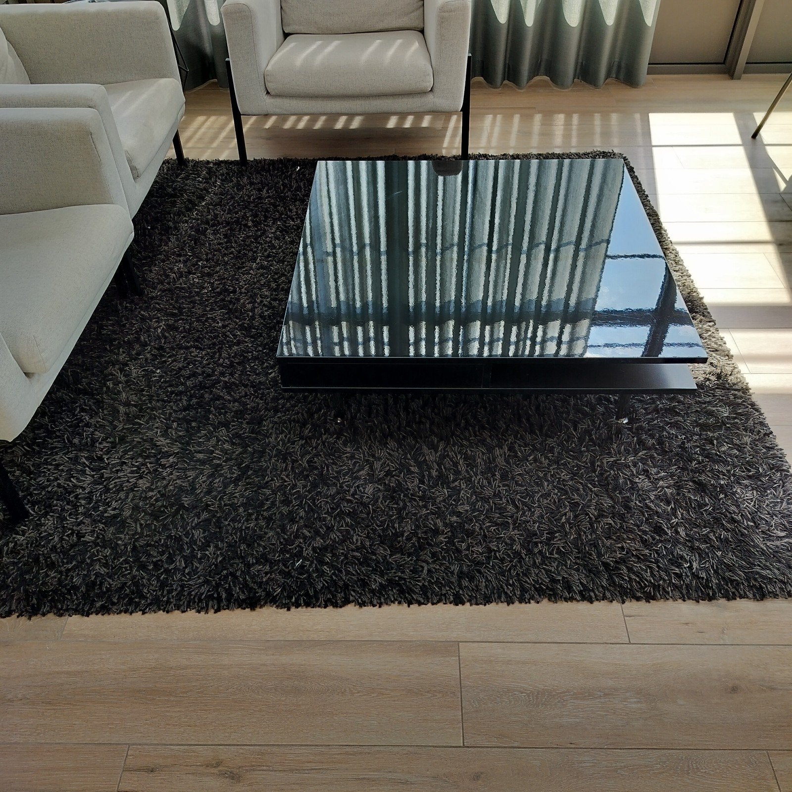 zwart grijze hoogpolige mat, Huis en Inrichting, Stoffering | Tapijten en Vloerkleden, Ophalen, Zwart