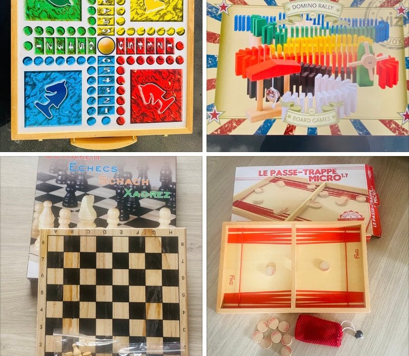 Lot 4 jeux ( échecs, chevaux,dominos, passe trappe), Hobby & Loisirs créatifs, Trois ou quatre joueurs, Enlèvement, Comme neuf