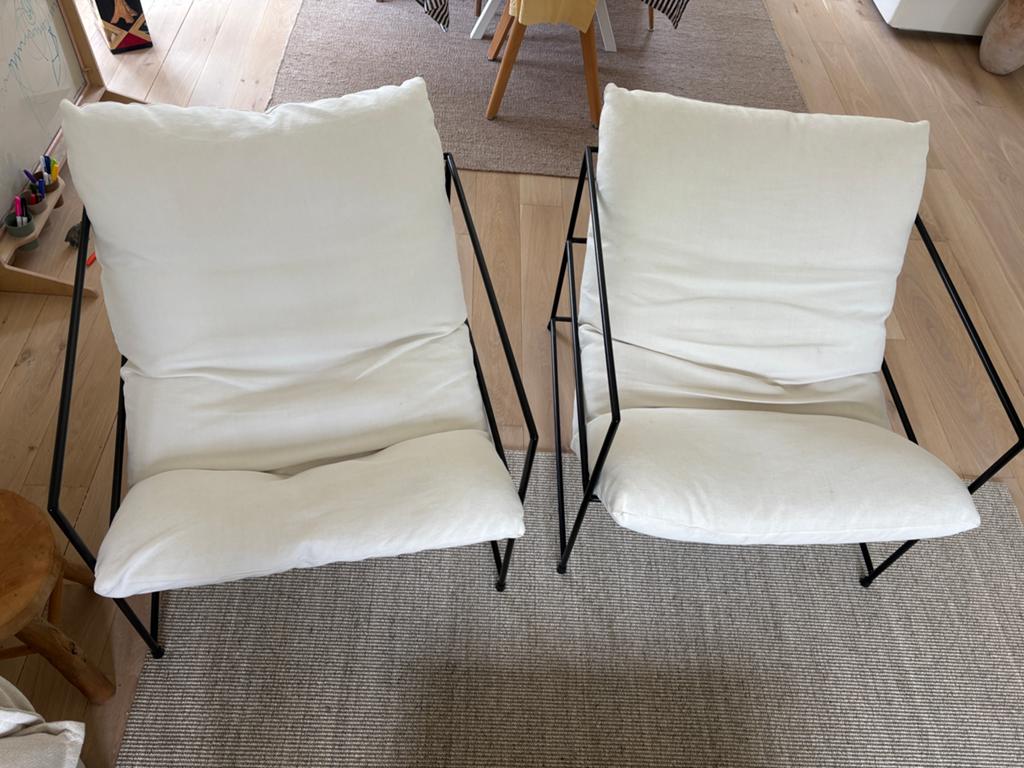 Fauteuils, Huis en Inrichting, Stoelen, Gebruikt, Twee, Metaal, Wit, Ophalen