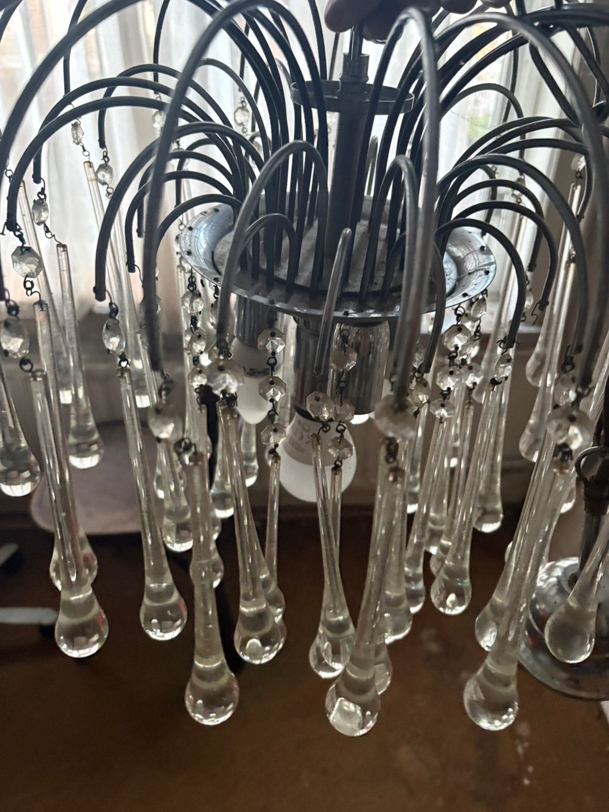 Luster glas, Huis en Inrichting, Lampen | Kroonluchters, Ophalen, Gebruikt, Glas