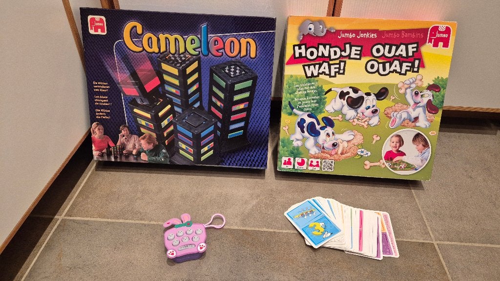 Gezelschapsspelen: hondje waf, cameleon, smurfen,wack a mole, Ophalen of Verzenden, Zo goed als nieuw