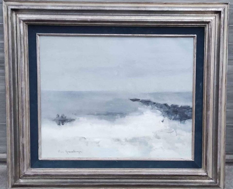 Huile sur toile marine signe pierre van grevelinge, Enlèvement ou Envoi, Toile