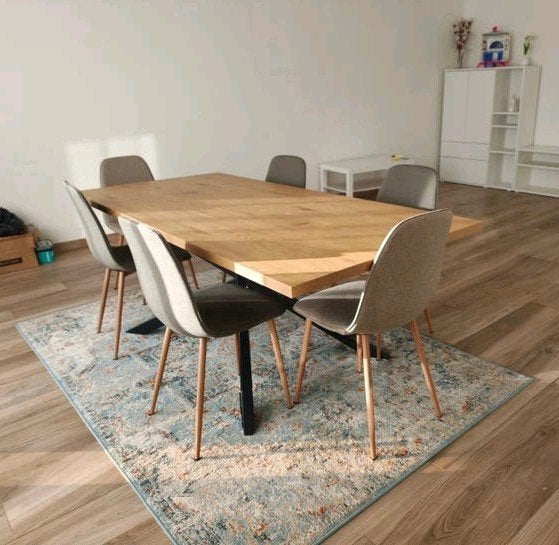 Table 0,95x2m Jysk avec 6 chaises, 150 à 200 cm, Cinq personnes ou plus, Enlèvement, Utilisé