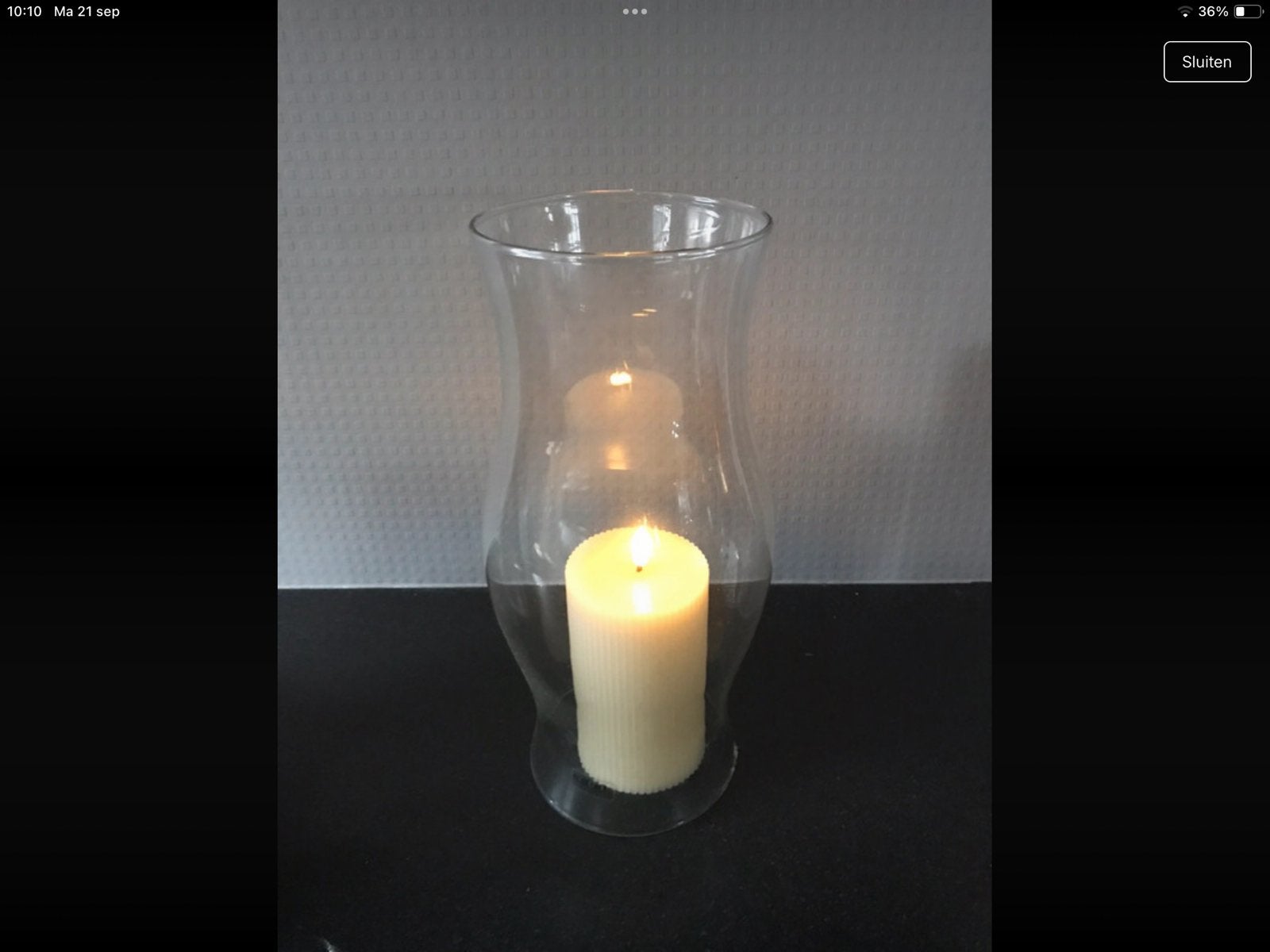 Windlicht met kaars, Huis en Inrichting, Ophalen, Zo goed als nieuw, Glas, Kaars