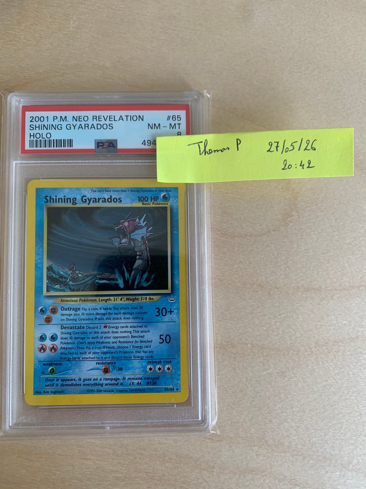 Shining Gyarados 65/64 PSA 8 Swirl, Ophalen, Zo goed als nieuw