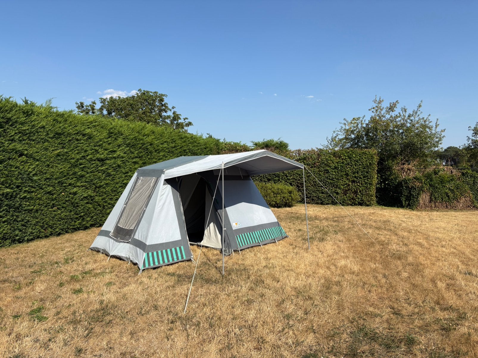 Terka katoenen tent met luifel in heel goede staat, Caravans en Kamperen, Tenten, Ophalen, Gebruikt, Tot en met 3