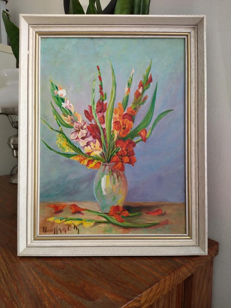 Tableau Huile sur Panneau – Nature Morte aux Glaïeuls, Enlèvement ou Envoi
