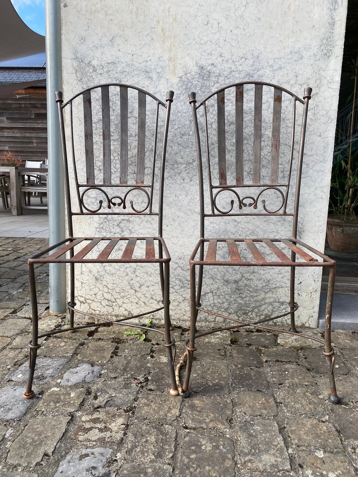 6 chaises de jardin vintage style fer forgé massif, Enlèvement, Comme neuf, Métal