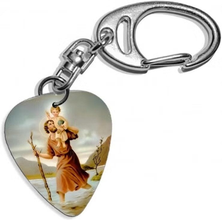Plectrum sleutelhanger Heilige Christoffel, Verzamelen, Ophalen of Verzenden, Nieuw, Kleding
