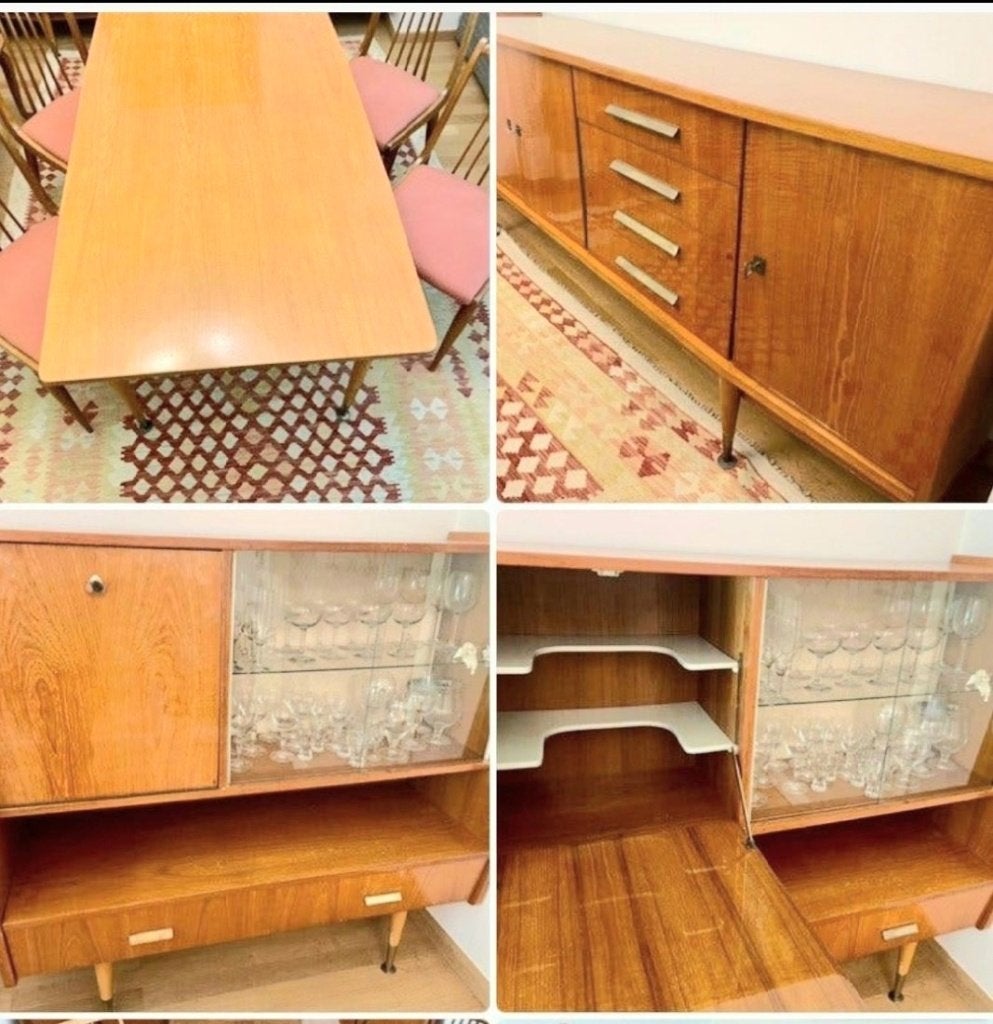 Mobilier salle à manger - années 70, Maison & Meubles, Salles à manger complètes, Enlèvement, Utilisé, Années 70, 4 à 6 chaises