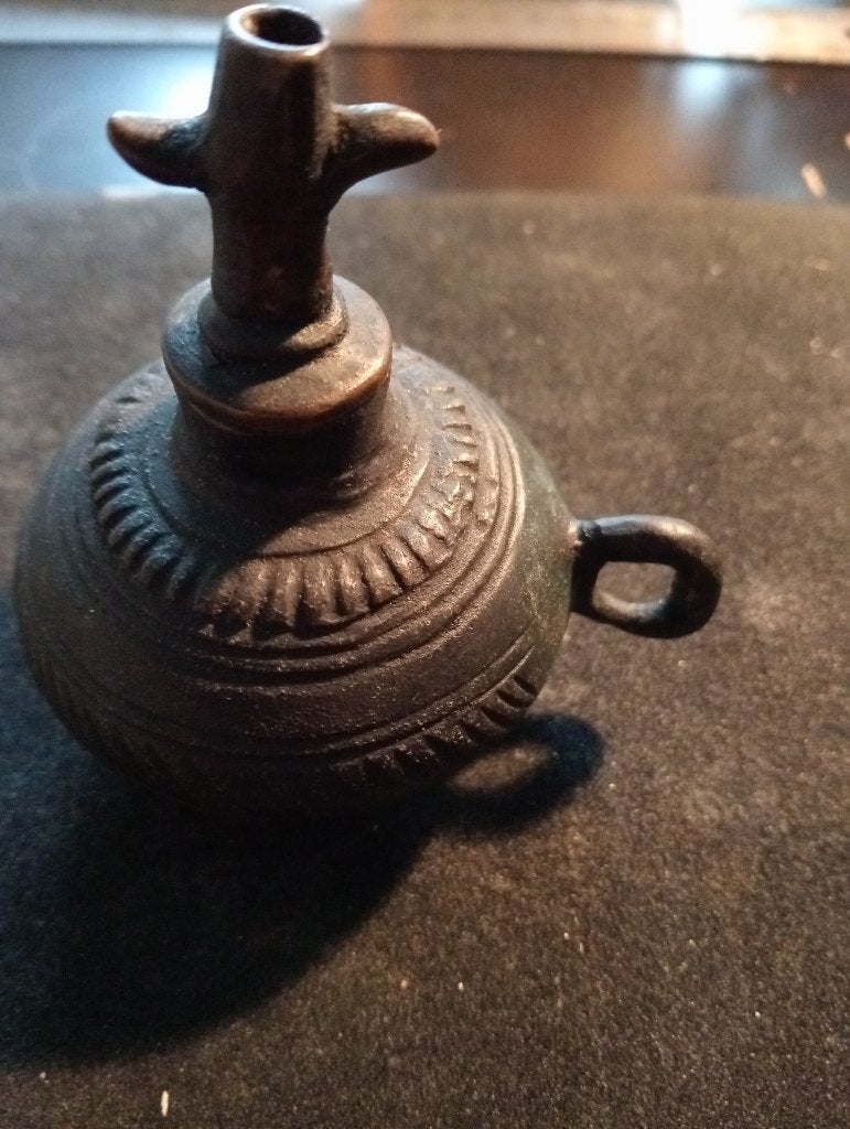 19eeuwse bronze bewerkte olielamp, Antiquités & Art, Enlèvement ou Envoi, Bronze
