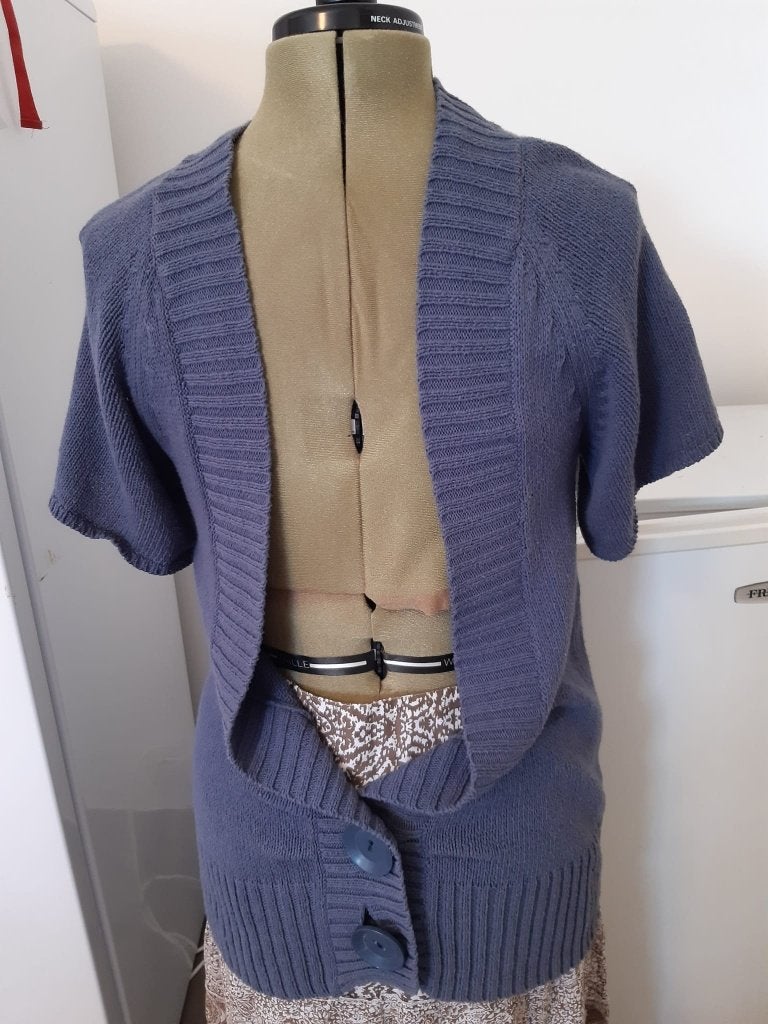 Cardigan manches courtes raglantes taille 40 -marque Phildar, Ophalen of Verzenden, Blauw