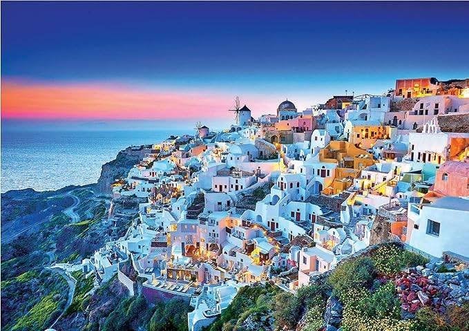„Santorini” puzzel van 1.500 stukjes, Hobby en Vrije tijd, Ophalen of Verzenden, 500 t/m 1500 stukjes, Gebruikt, Legpuzzel
