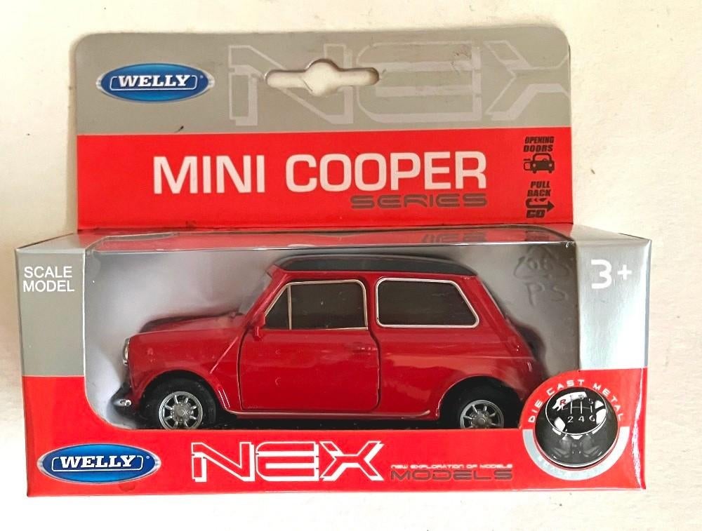 Mini Cooper rood met zwart dak Welly., Ophalen of Verzenden, Zo goed als nieuw, Auto