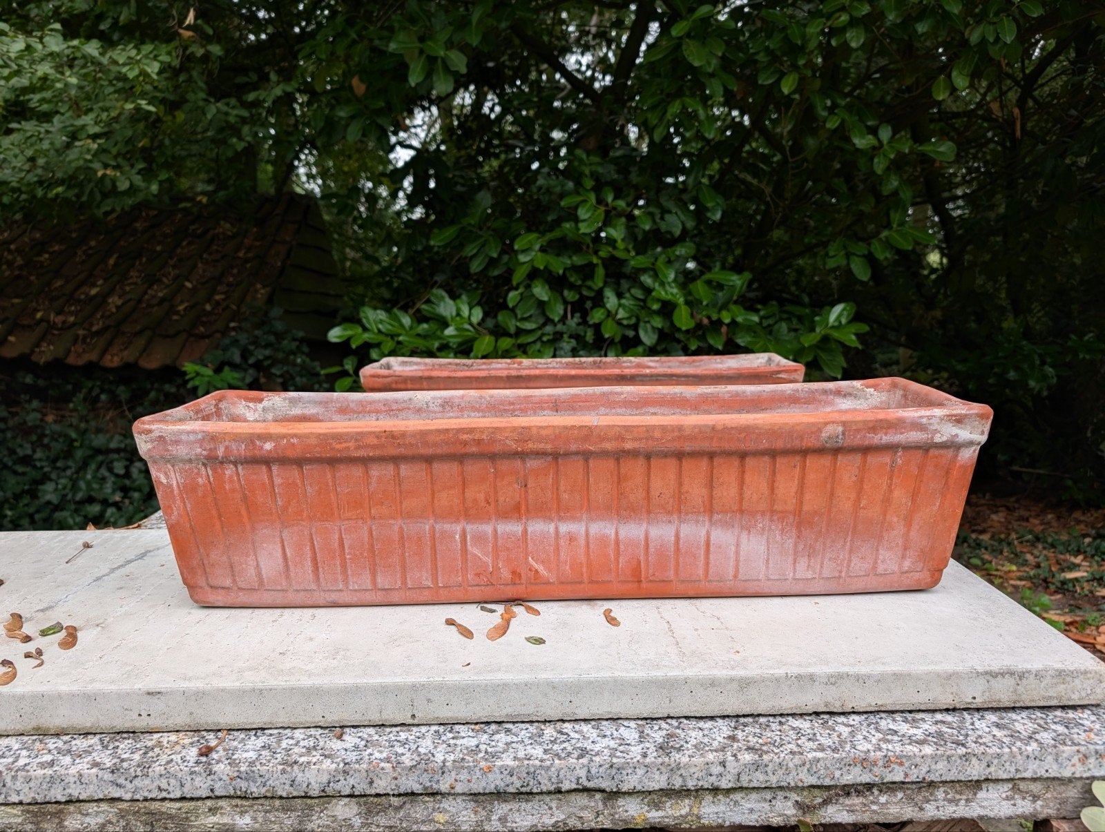 2 pots en terre cuite de forme oblongue, Jardin & Terrasse, Enlèvement, Terracotta