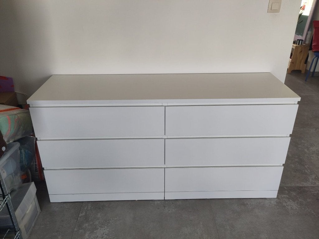 Witte MALM dubbele ladekast, Huis en Inrichting, Ophalen, 100 tot 150 cm, Zo goed als nieuw, 25 tot 50 cm