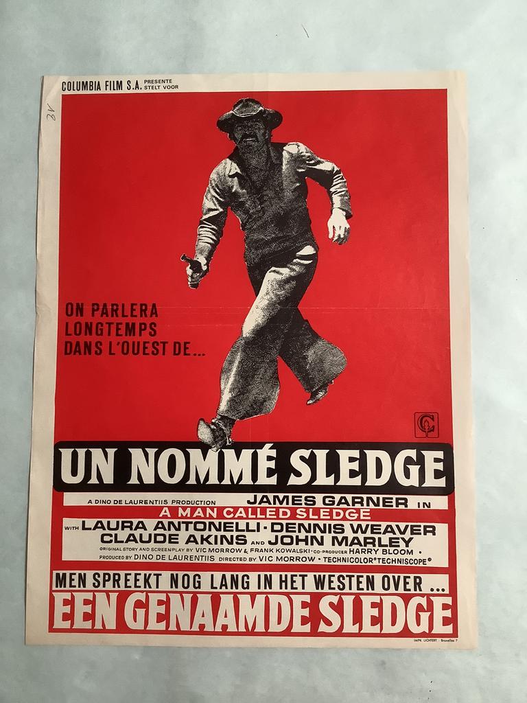 A MAN CALLED SLEDGE   filmposter   36-50 cm   Used, Verzamelen, Ophalen of Verzenden
