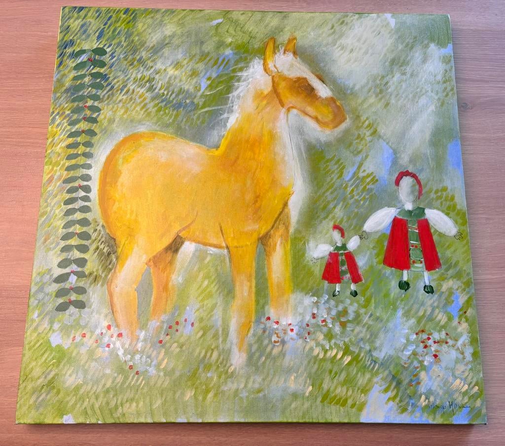Fantasierijk schilderij paard e.a., Antiek en Kunst, Ophalen