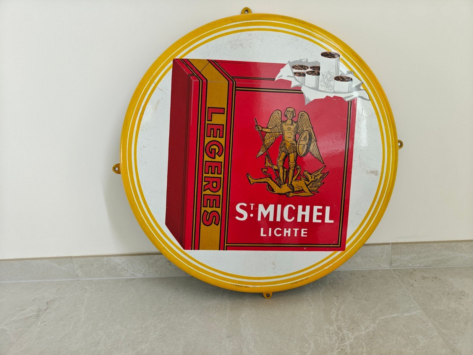 St-Michel emaille bord, Verzamelen, Merken en Reclamevoorwerpen, Ophalen, Gebruikt, Reclamebord