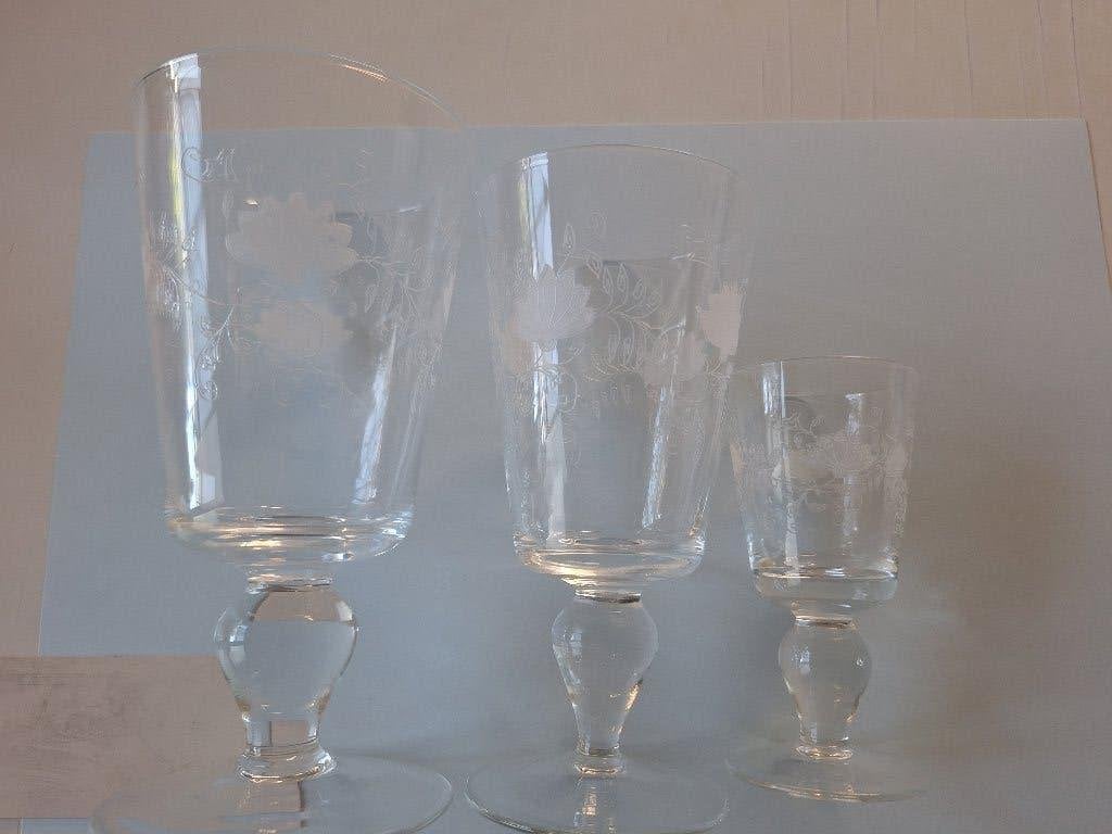 Vintage glazen gegraveerd, Antiek en Kunst, Ophalen