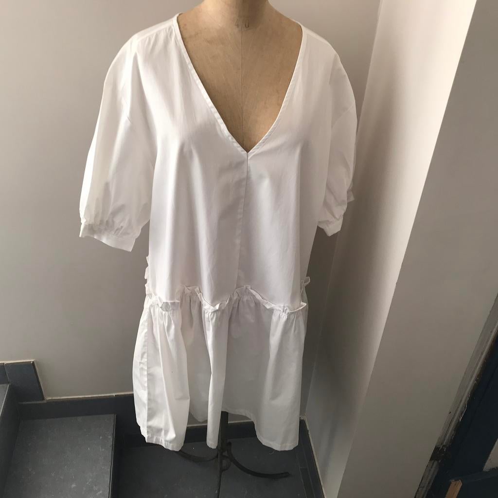 Oversized wit katoenen kleedje , Monki, Maat M, Kleding | Dames, Jurken, Ophalen of Verzenden, Nieuw, Maat 38/40 (M), Wit