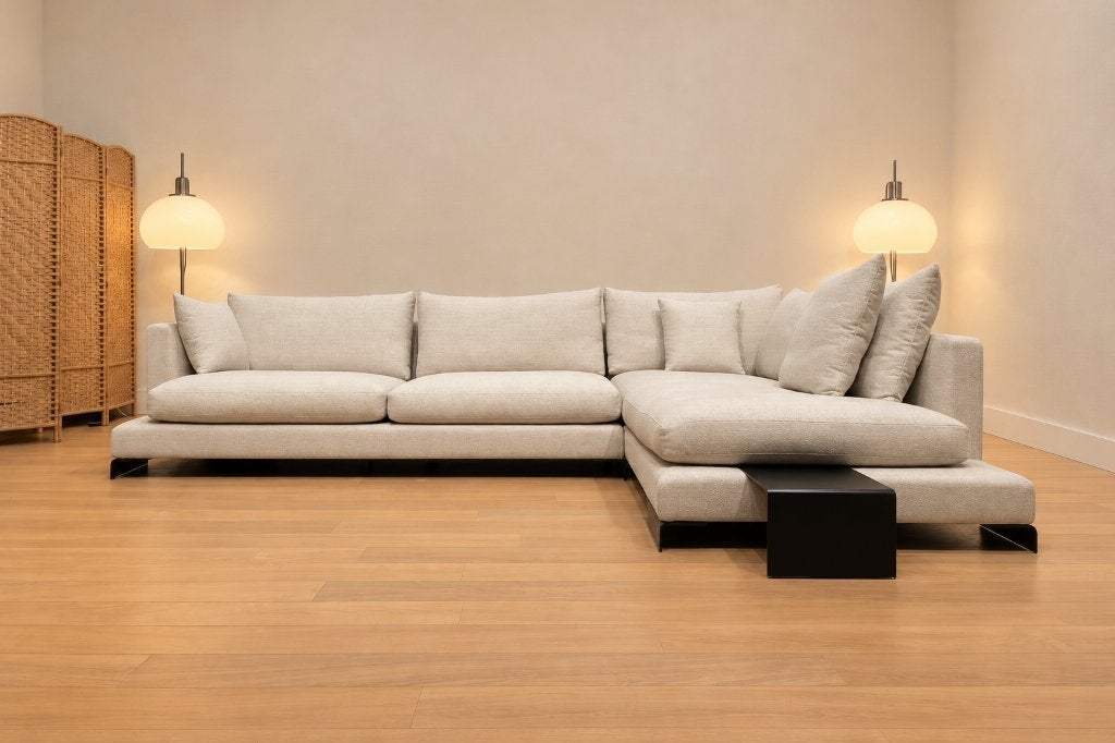 NIEUW Flexform Long Island Ecru + GARANTIE | NP €20.000, Huis en Inrichting, Design Bank Bankstel Zetel Hoekbank Flexform, Hoekbank