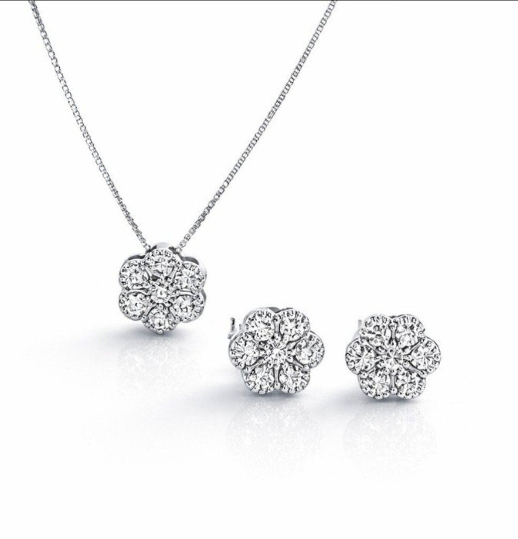 750witgoud natuurlijke diamant ketting oorbellen hanger, Ophalen