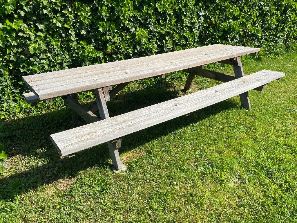 Table de pique-nique de 3 mètres, Jardin & Terrasse, Enlèvement, Utilisé, Rectangulaire, Bois
