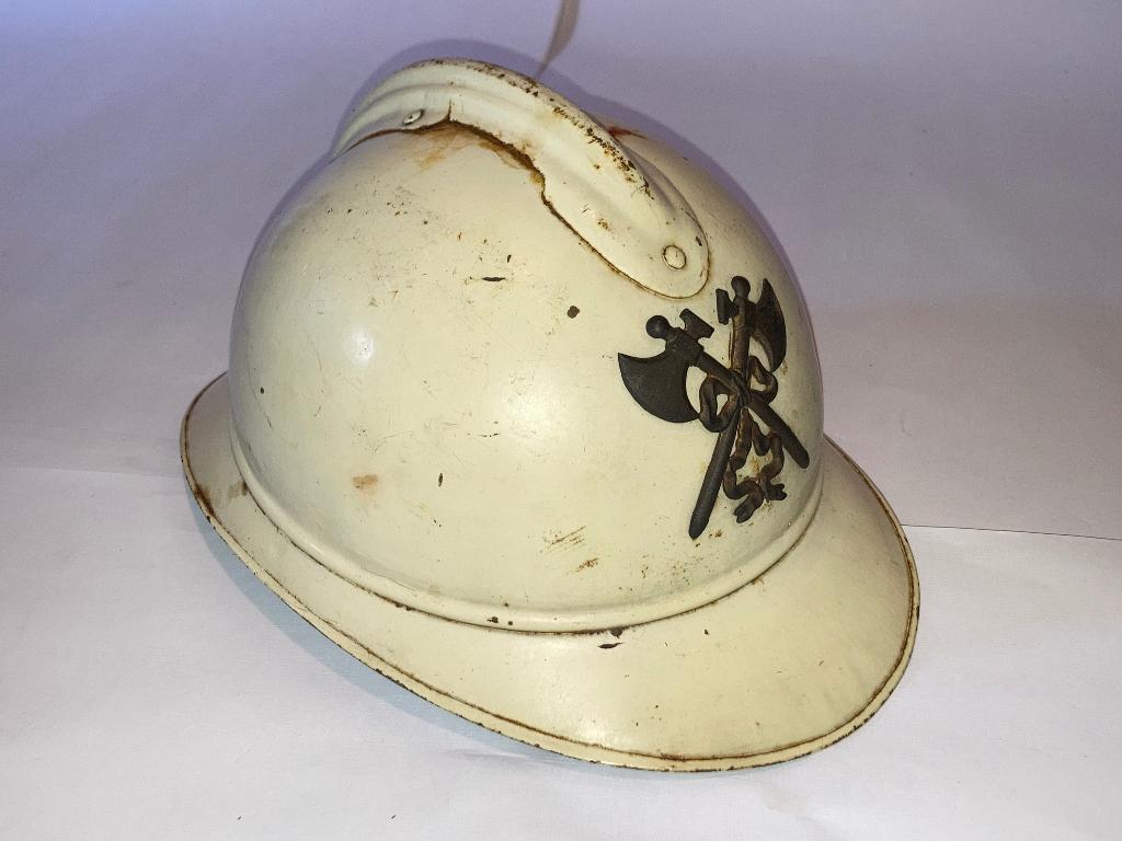 Casque pompier ancien (Adrian 1915-30)., Collections, Objets militaires | Général, Enlèvement ou Envoi, Autres, Casque ou Béret