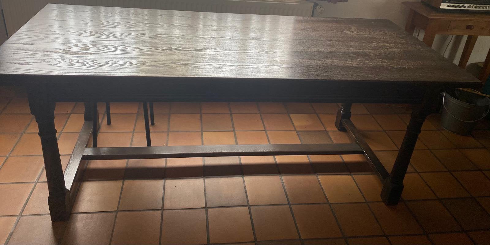 Massief houten eettafel, Huis en Inrichting, Tafels | Eettafels, Ophalen, 200 cm of meer, 50 tot 100 cm, Zo goed als nieuw