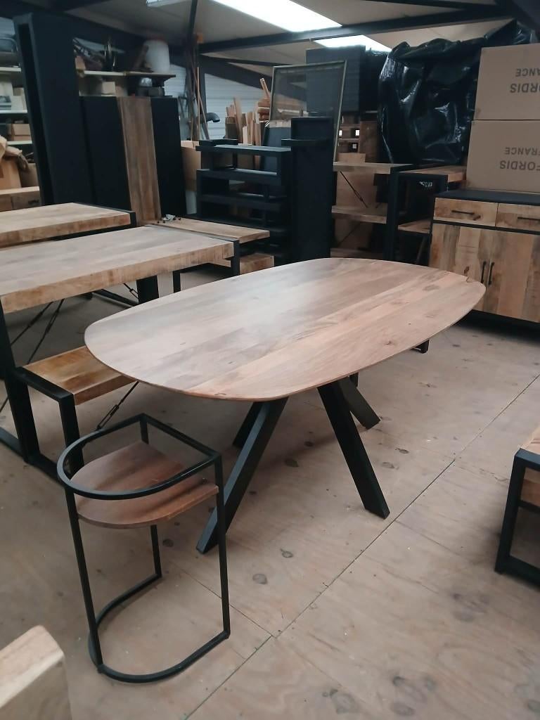 ACTIE! Deens ovale eettafels in mangohout vanaf 140x90, Huis en Inrichting, Ophalen, Nieuw, 50 tot 100 cm, Vijf personen of meer
