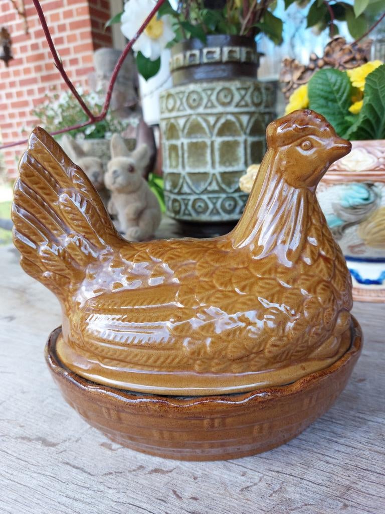 Vintage /terrine/porte-œufs/poule sur nid/Moria/JR 50, Enlèvement ou Envoi