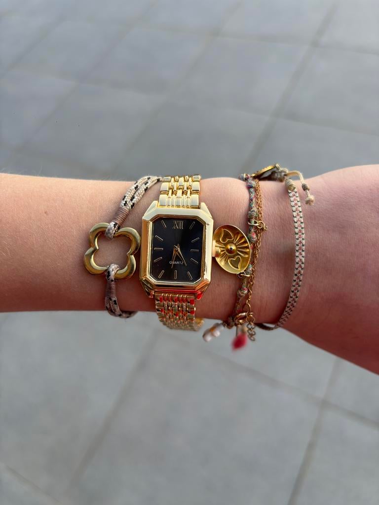 Montre rectangulaire couleur or jaune style vintage femme, Bijoux, Sacs & Beauté, Bagues, Enlèvement ou Envoi, Comme neuf, Or