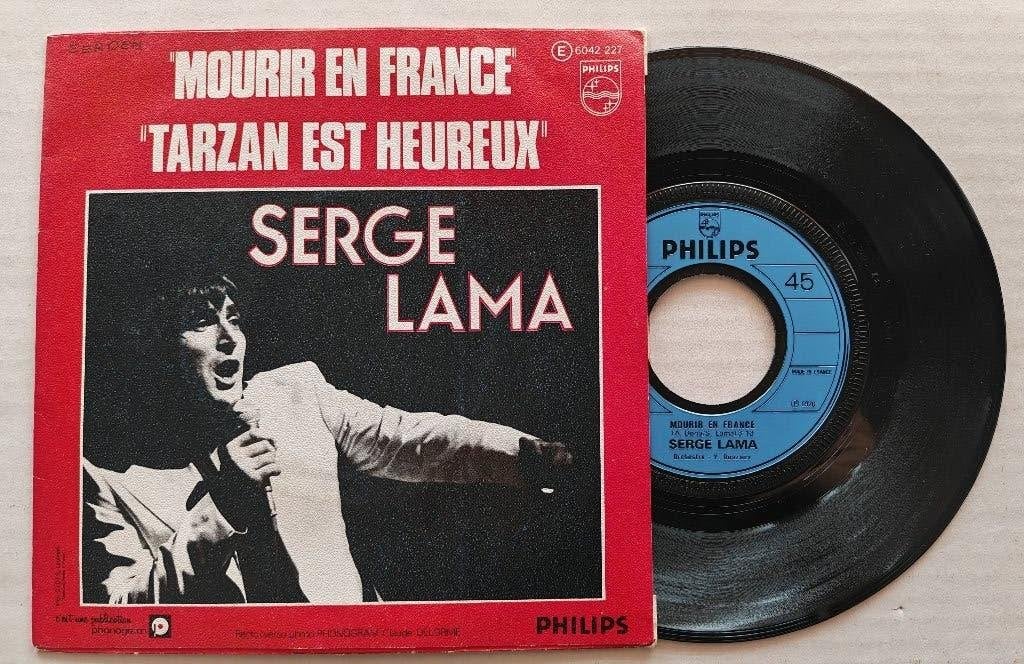 SERGE LAMA - Mourir en France (45t), Cd's en Dvd's, Ophalen of Verzenden, Zo goed als nieuw, 7 inch, Pop