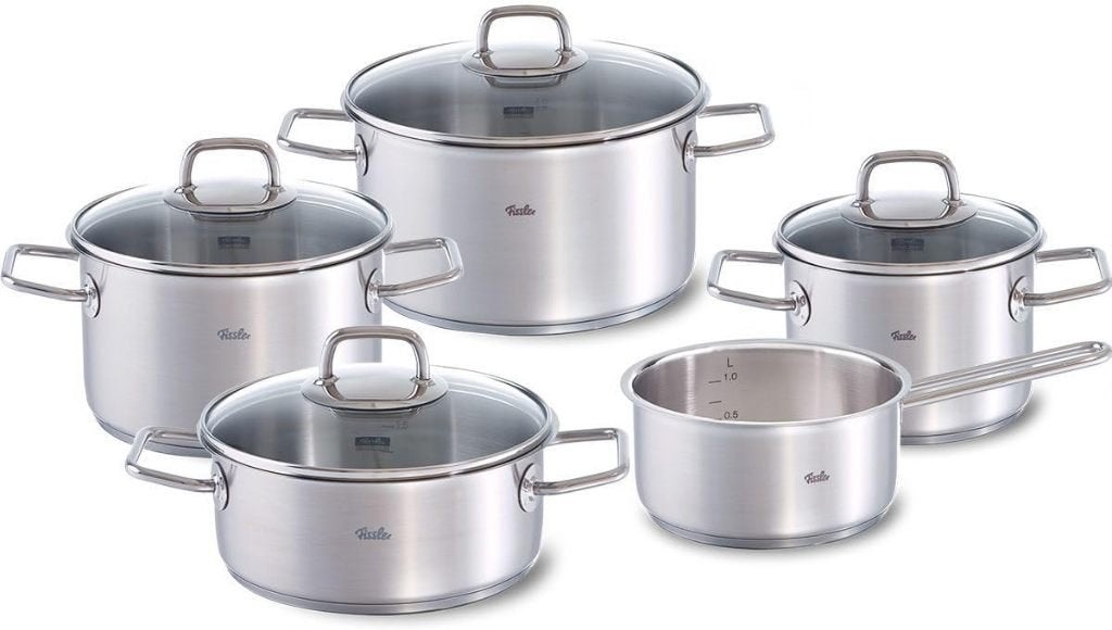 Pannenset 5-delig Fissler Viseo Nieuw - Topkwaliteit, Maison & Meubles, Cuisine | Casseroles & Poêles, Neuf, Inox, Enlèvement