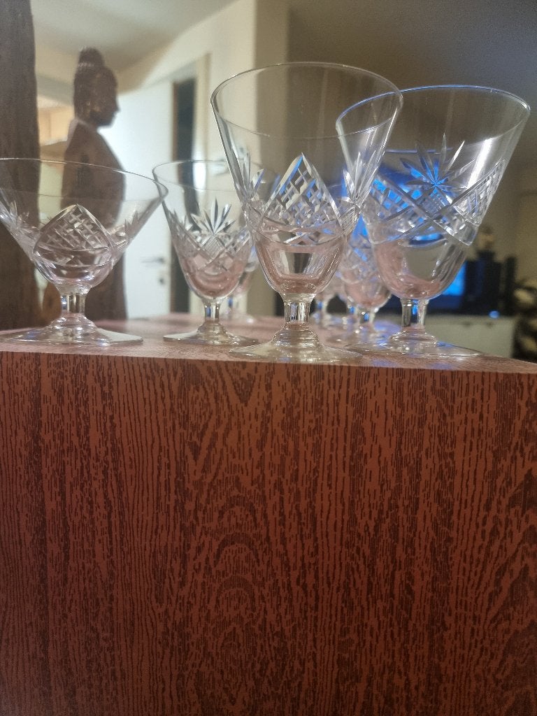 Lot de verres sur pied en cristal Saint Louis, Antiek en Kunst, Ophalen