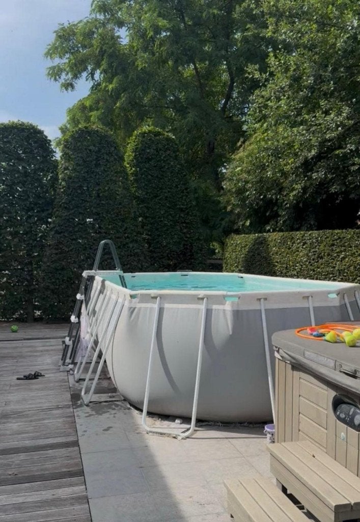 volledig operationeel zwembad+warmtepomp, Tuin en Terras, Zwembaden, Gebruikt, 200 tot 300 cm, Ovaal, Ophalen
