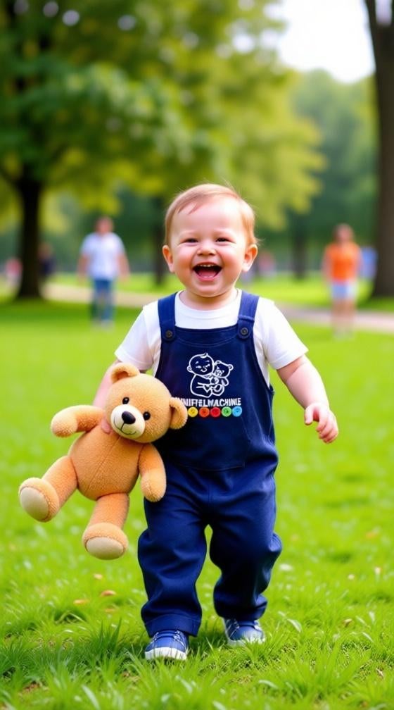 Salopette kind 'Knuffelmachine' 2-3 jaar, Kinderen en Baby's, Kinderkleding | Maat 98, Broek, Vdmfashion.be, Jongen of Meisje